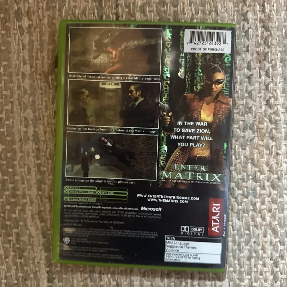 Enter the Matrix Original OG Microsoft Xbox 2003 Video Game CIB Excellent Shape